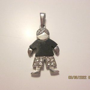 Vintage 925 Sterling Silver "BOY" Black Onyx Pendant